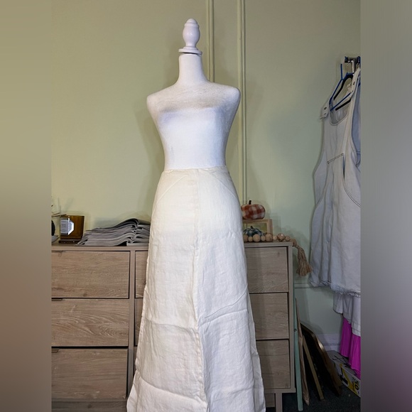 SIXTH SENSE 100% Linen White Mermaid A-Line Lightweight Modest Maxi Skirt Sz XL - Picture 5 of 15